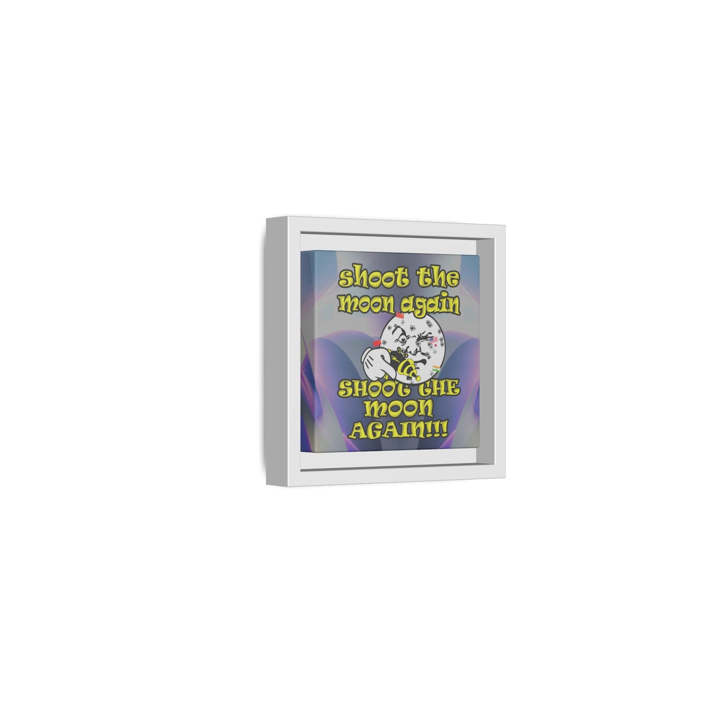 shoot the moon again - framed canvas art (grey-pink wave)