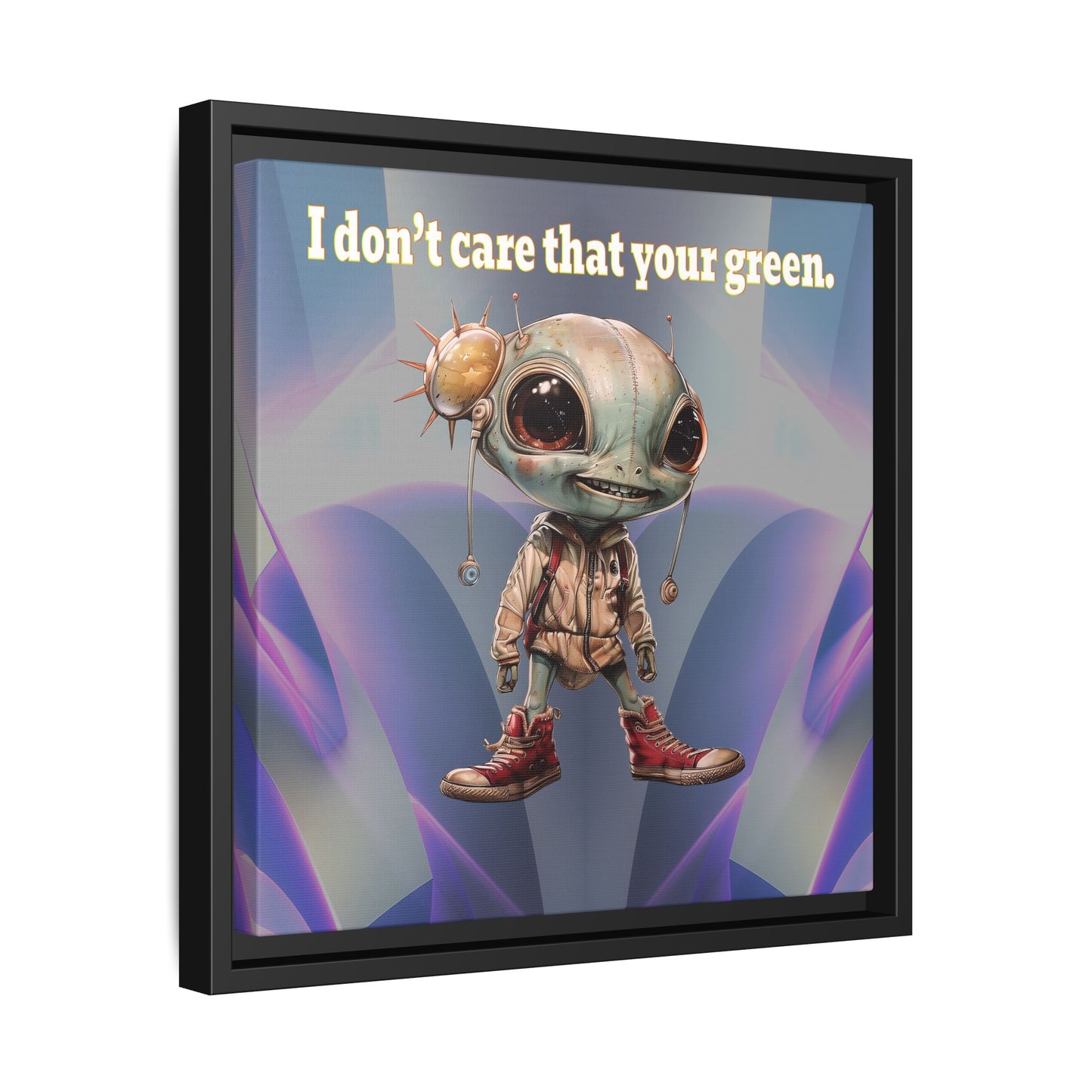 I don't care that your green - framed canvas art (grey-pink wave)