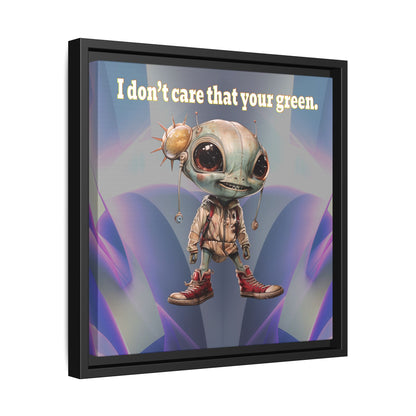 I don't care that your green - framed canvas art (grey-pink wave)