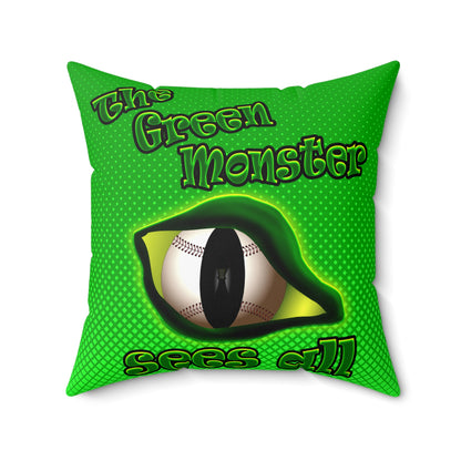 green monster - Spun Polyester Square Pillow - (logo green)