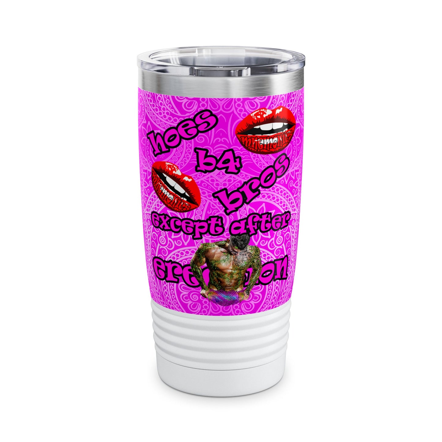 hoes b4 bros - Ringneck Tumbler, 20oz (pink swirl)