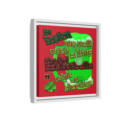 celtics logo - framed canvas art (dark red)