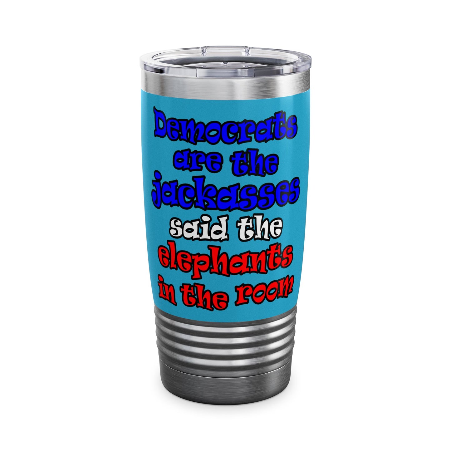 donkeys and elephants - Ringneck Tumbler, 20oz (turquoise)