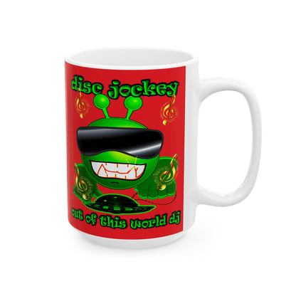 disc jockey - White Mug (red)