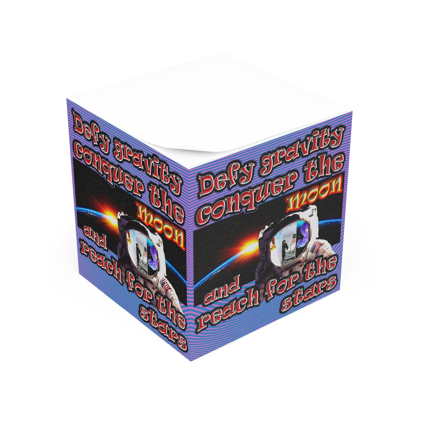 defy conquer reach - note cube (light blue-purple wave)