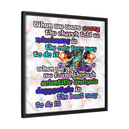 doggystyle - framed canvas art (white marble)