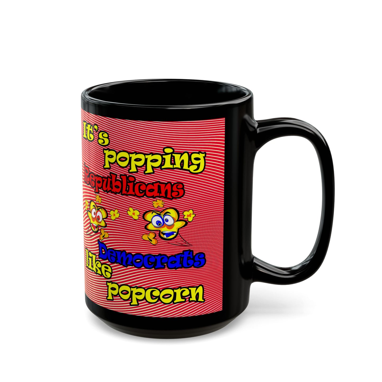 popping like popcorn - Black Mug (yellow-orange wave)