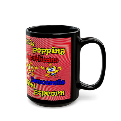 popping like popcorn - Black Mug (yellow-orange wave)