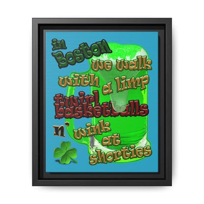 celtics logo - framed canvas art (turquoise)