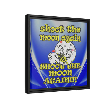 shoot the moon again - framed canvas art (blue-white wave)