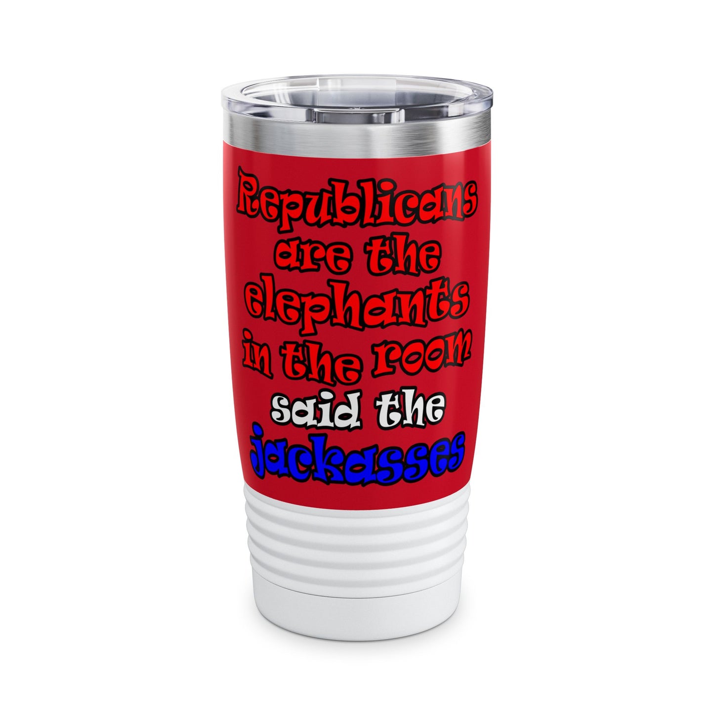 donkeys and elephants - Ringneck Tumbler, 20oz (dark red)