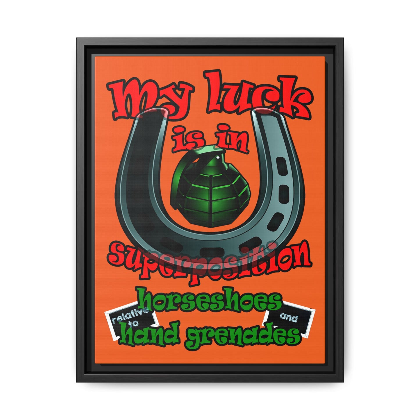 my luck - framed canvas art (orange)