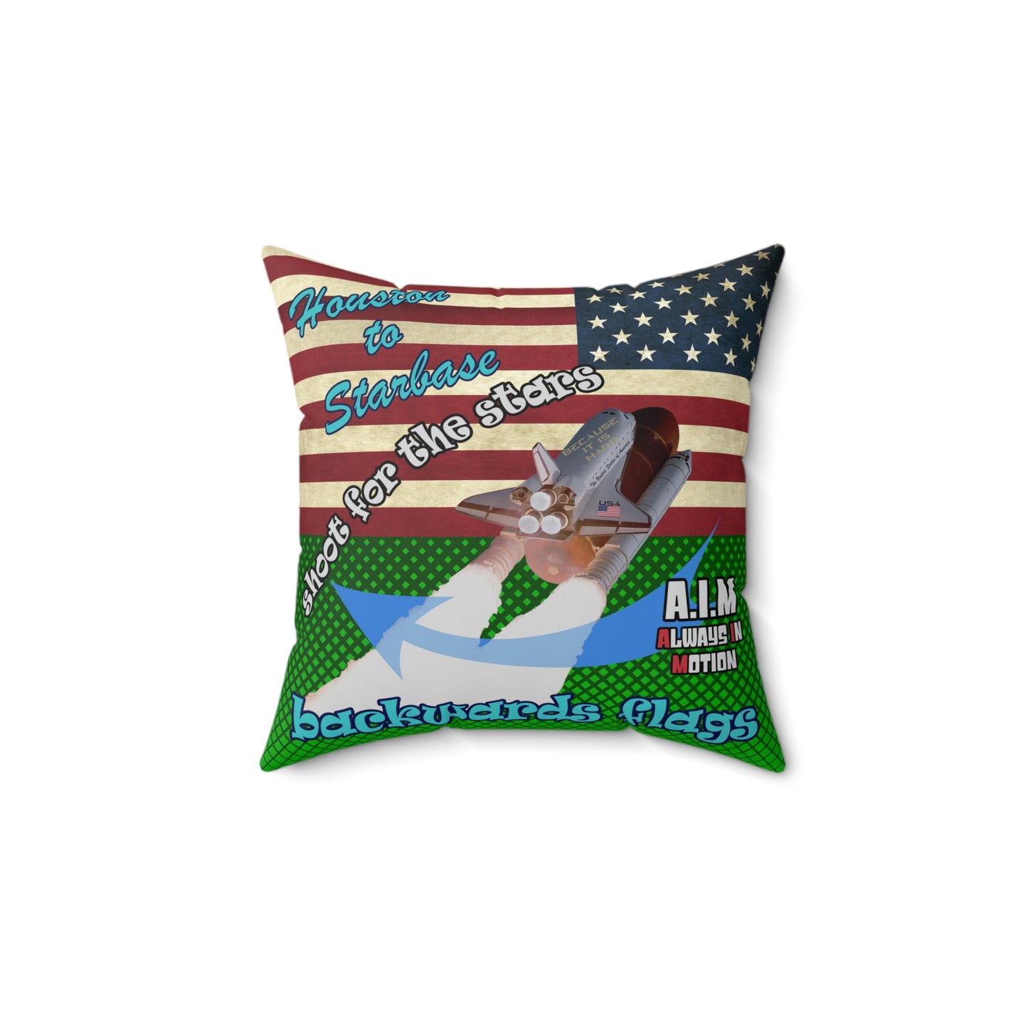 shoot for the stars - Spun Polyester Square Pillow - (logo green)