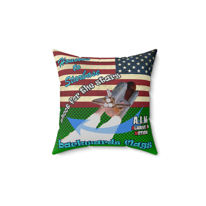 shoot for the stars - Spun Polyester Square Pillow - (logo green)
