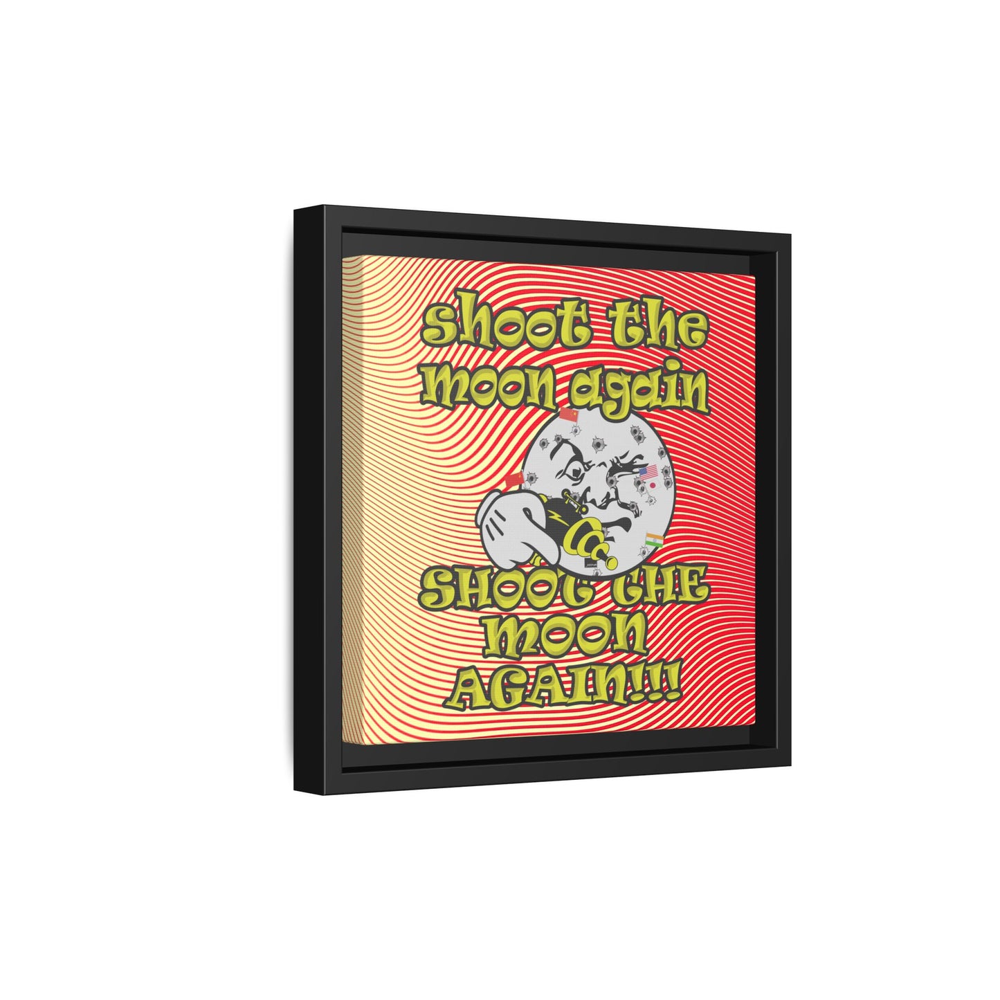 shoot the moon again - framed canvas art (yellow-orange wave)