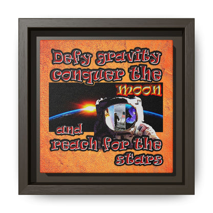 defy conquer reach - framed canvas art (burnt orange)