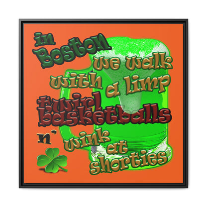 celtics logo - framed canvas art (orange)