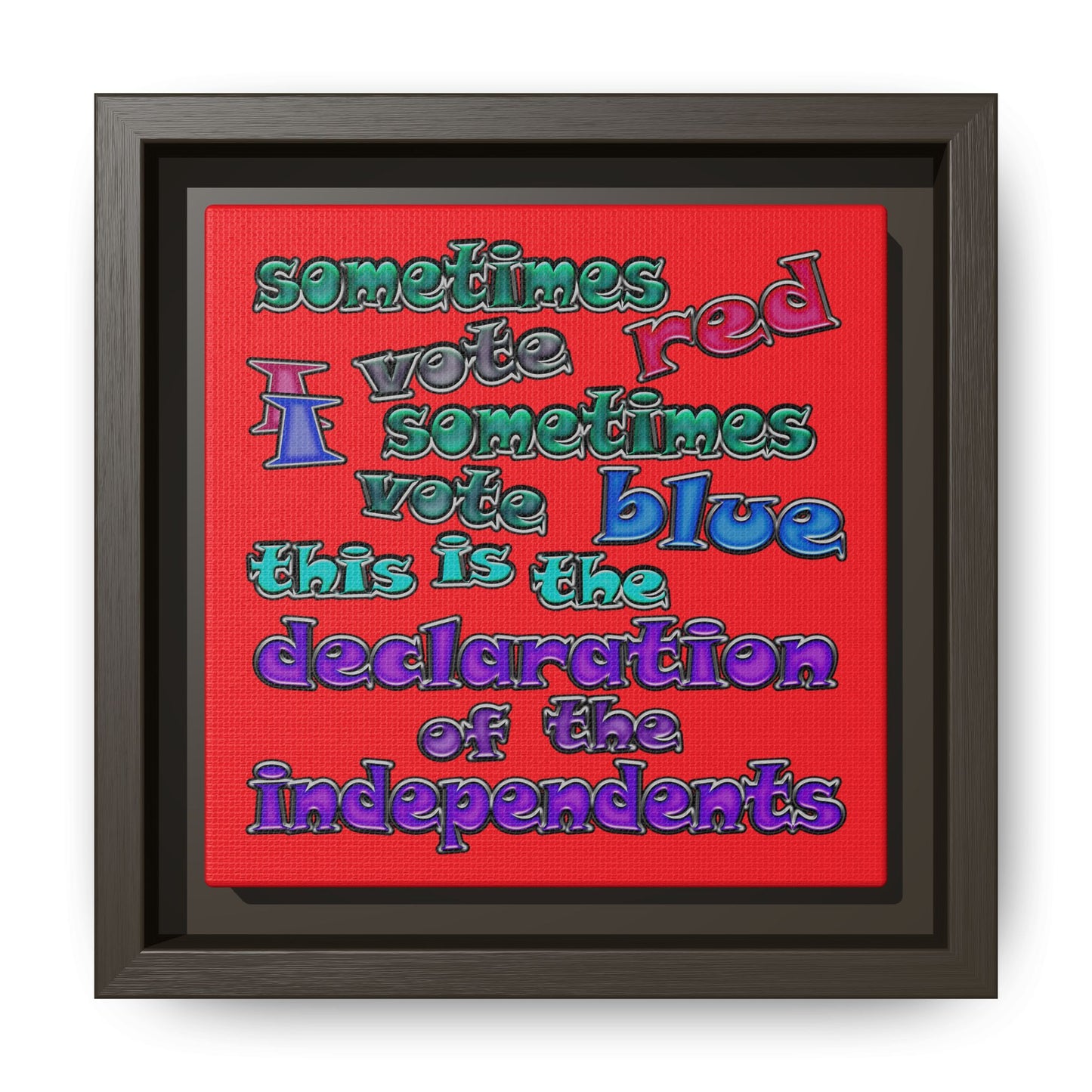 declaration of the independents - framed canvas art (red)