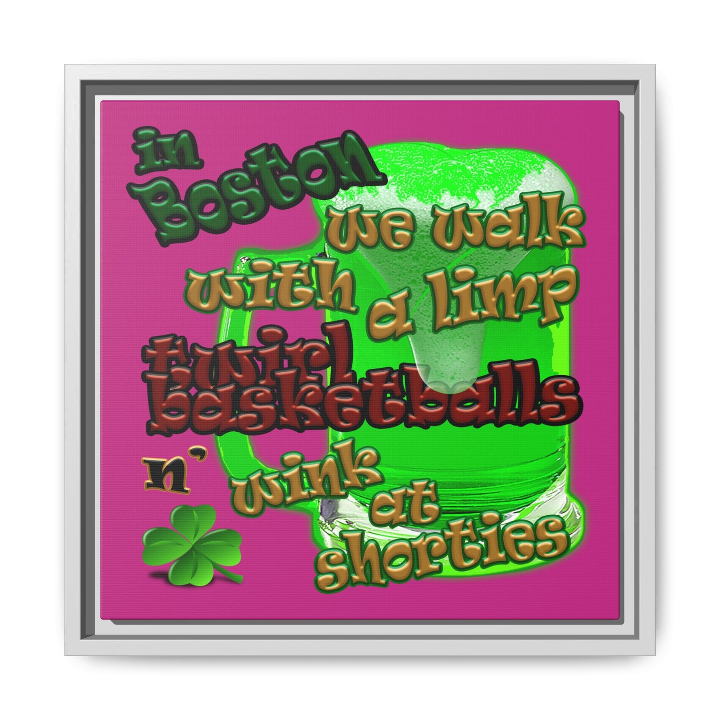 celtics logo - framed canvas art (pink)