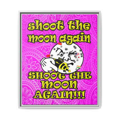 shoot the moon again - framed canvas art (pink swirl)