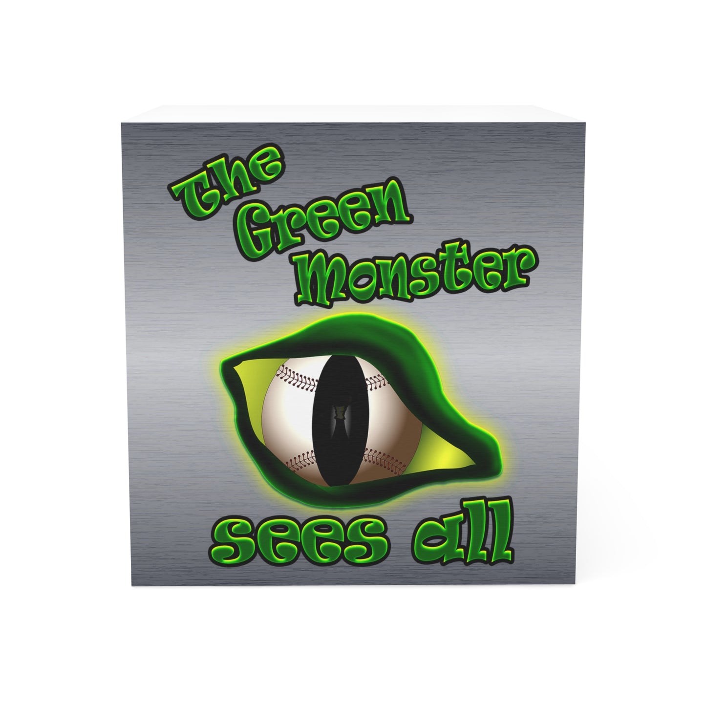 green monster - note cube (brushed nickel)