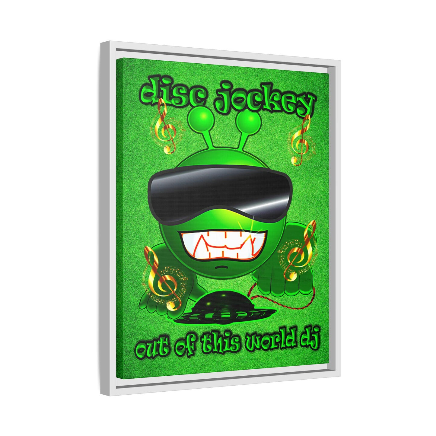 disc jockey - framed canvas art (green turf)