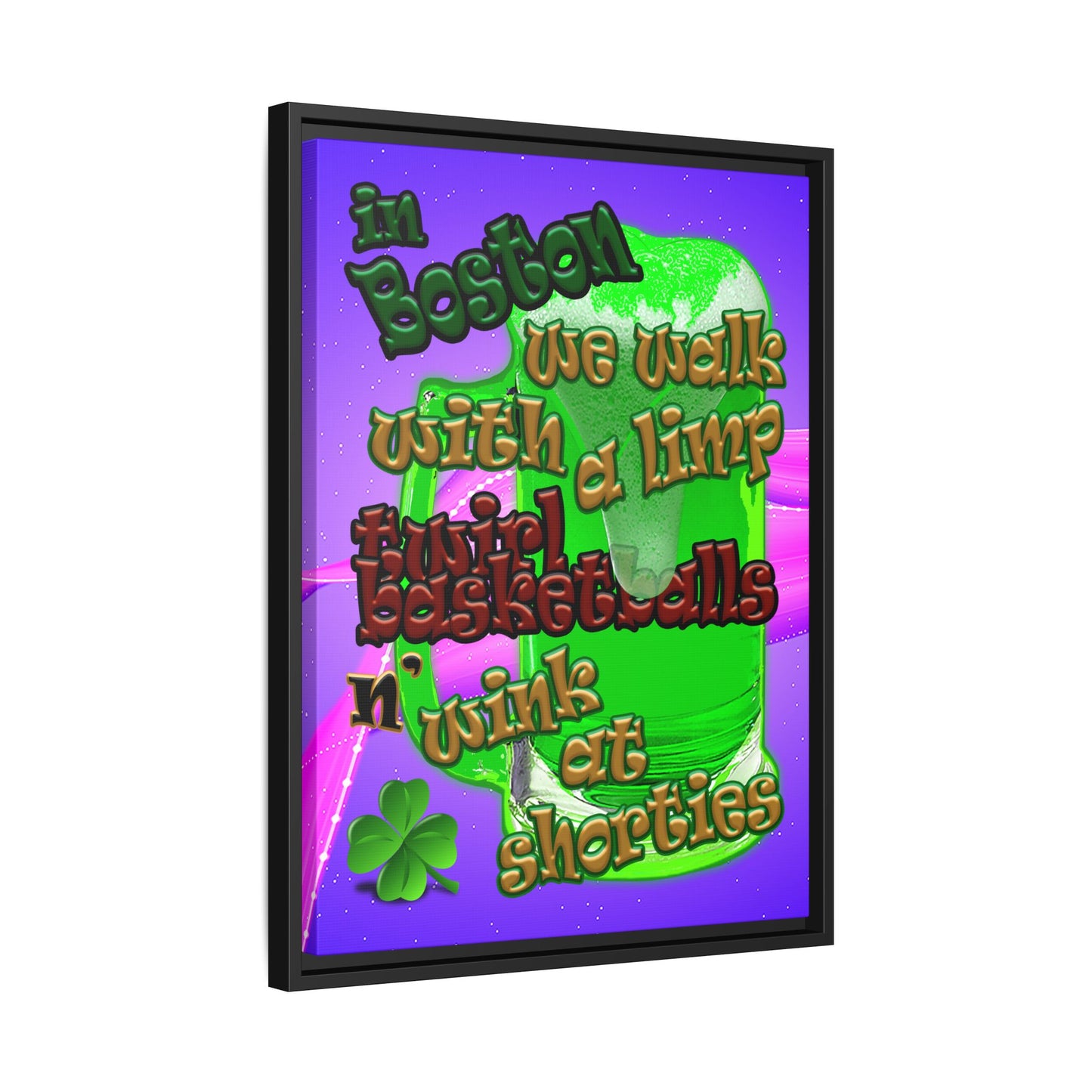 celtics logo - framed canvas art (purple-pink wave)