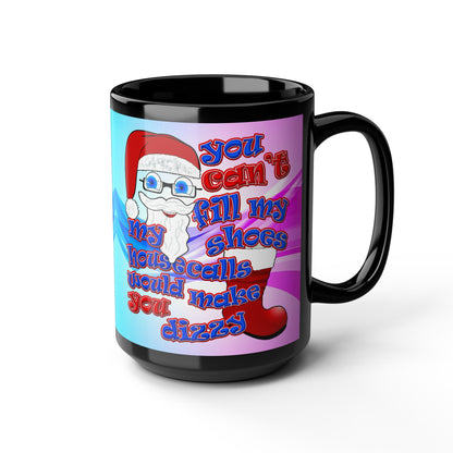 santa's shoes - Black Mug (light blue-pink wave)