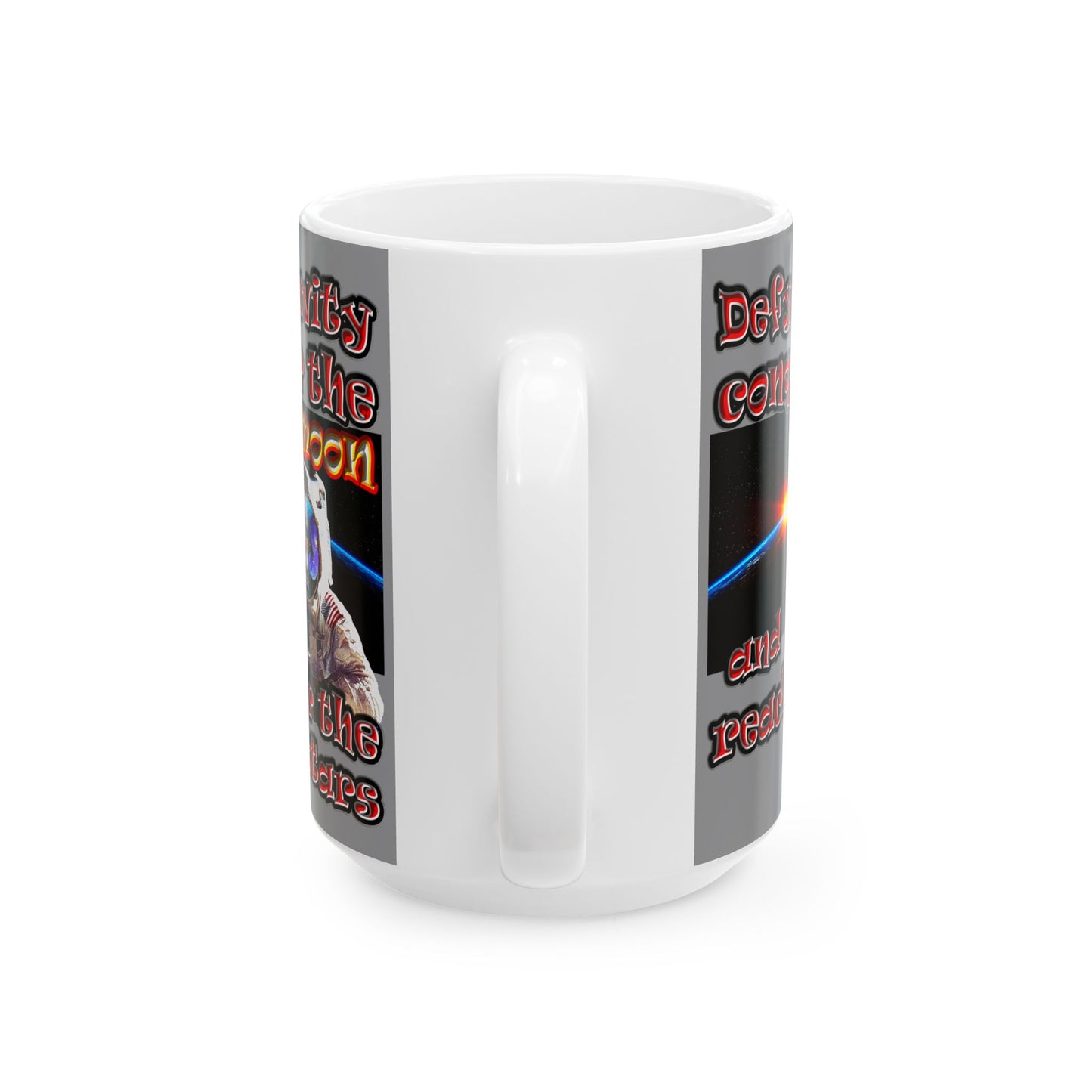 defy conquer reach - White Mug (grey)