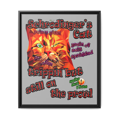 schrodinger's cat - framed canvas art (light grey)