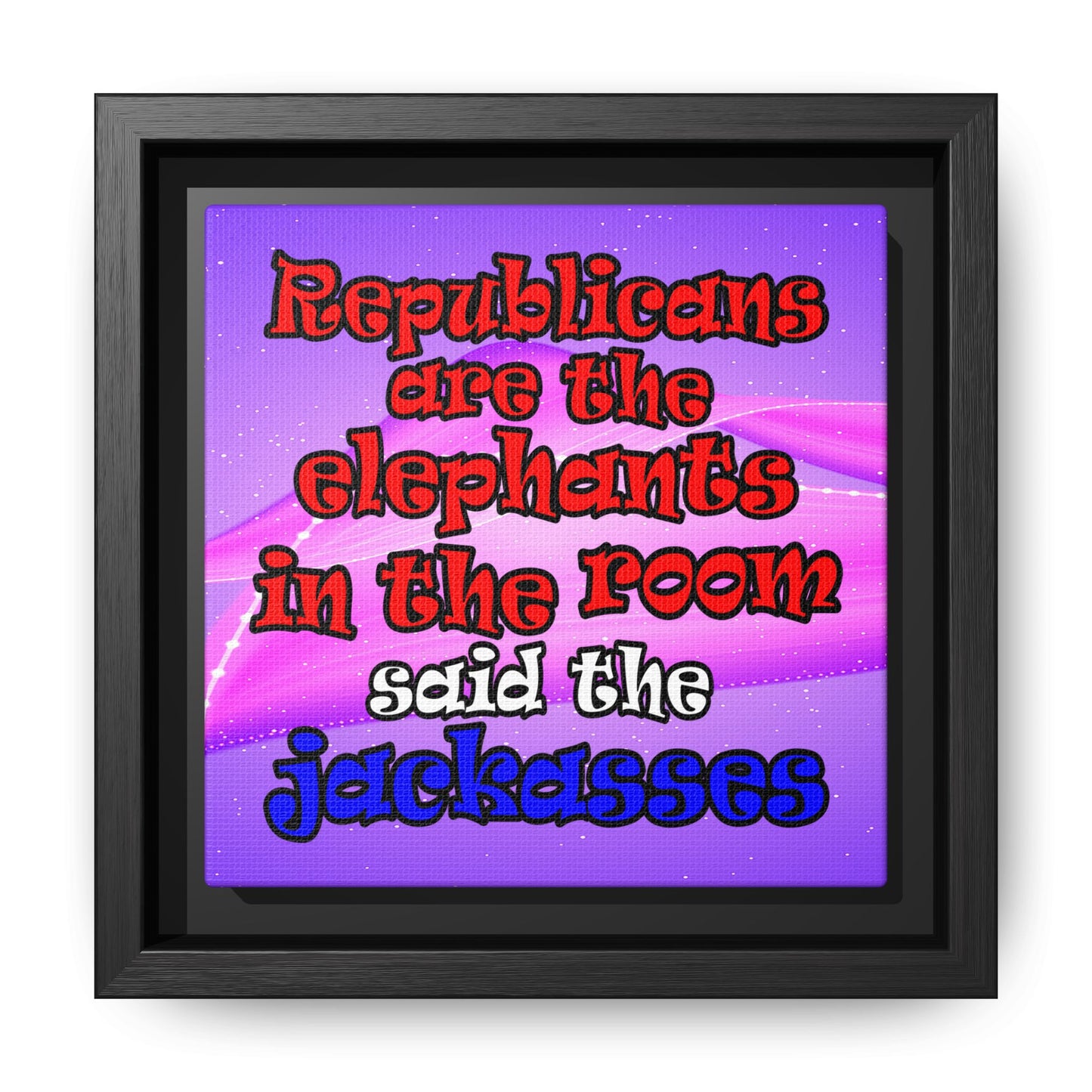 donkeys and elephants - framed canvas art (purple-pink wave)