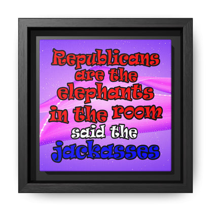 donkeys and elephants - framed canvas art (purple-pink wave)
