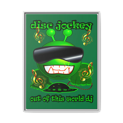 disc jockey - framed canvas art (dark green)