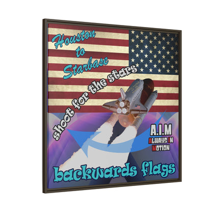 shoot for the stars - framed canvas art (grey-pink wave)