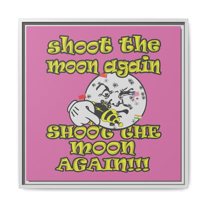 shoot the moon again - framed canvas art (light pink)