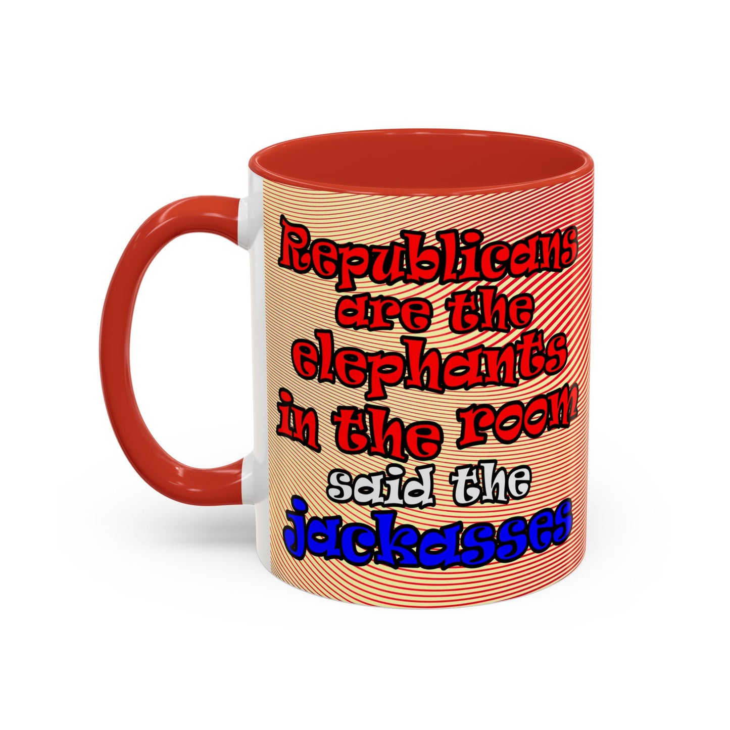 donkeys and elephants - Accent Mug (yellow-orange wave)