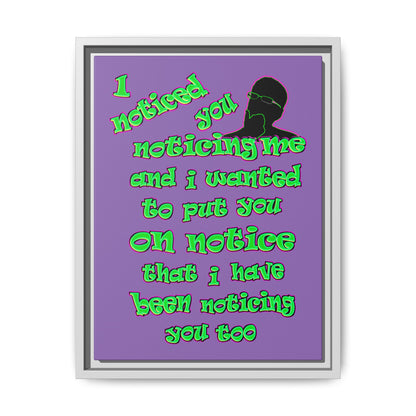 noticed you noticing - framed canvas art (light purple)