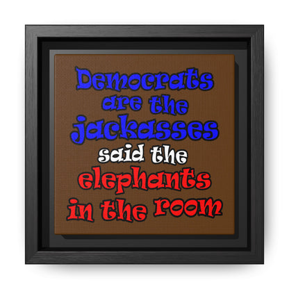 donkeys and elephants - framed canvas art (brown)