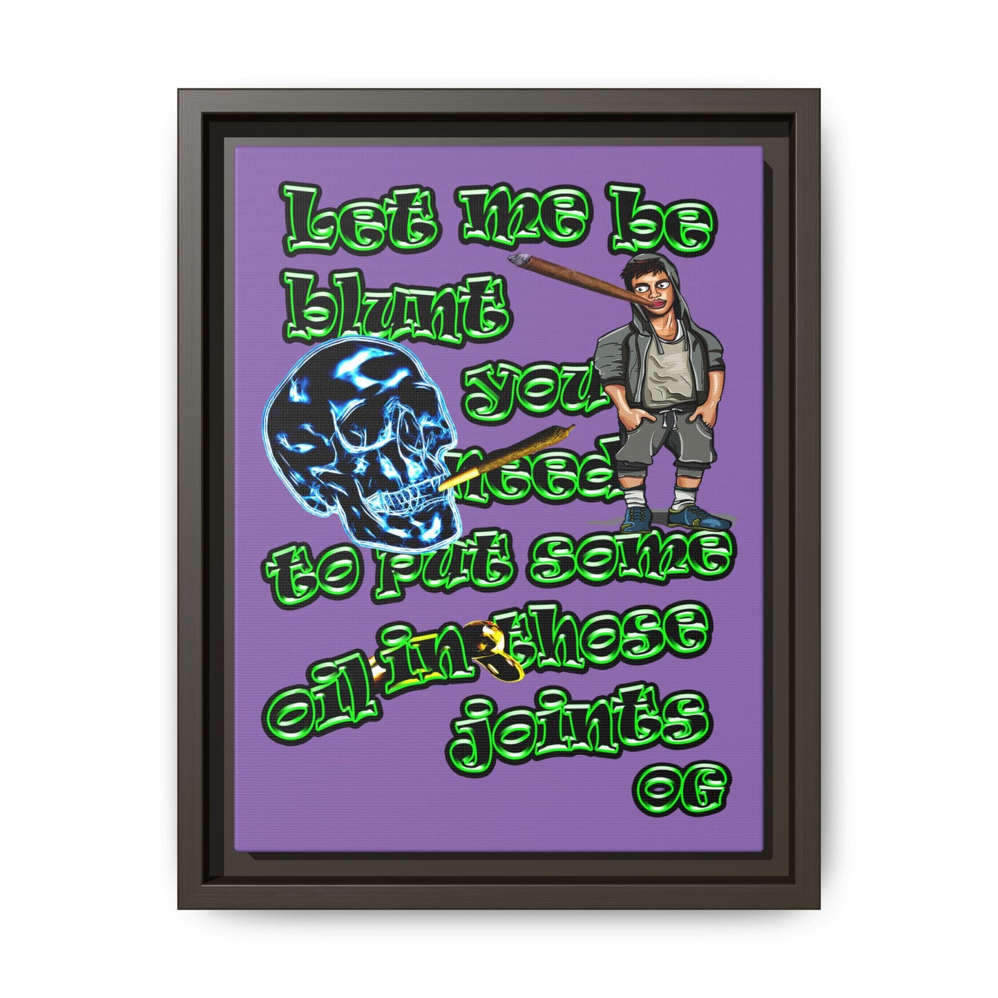 og - framed canvas art (light purple)