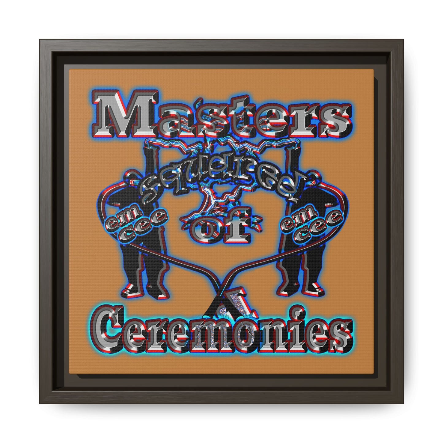em cee squared - framed canvas art (light brown)