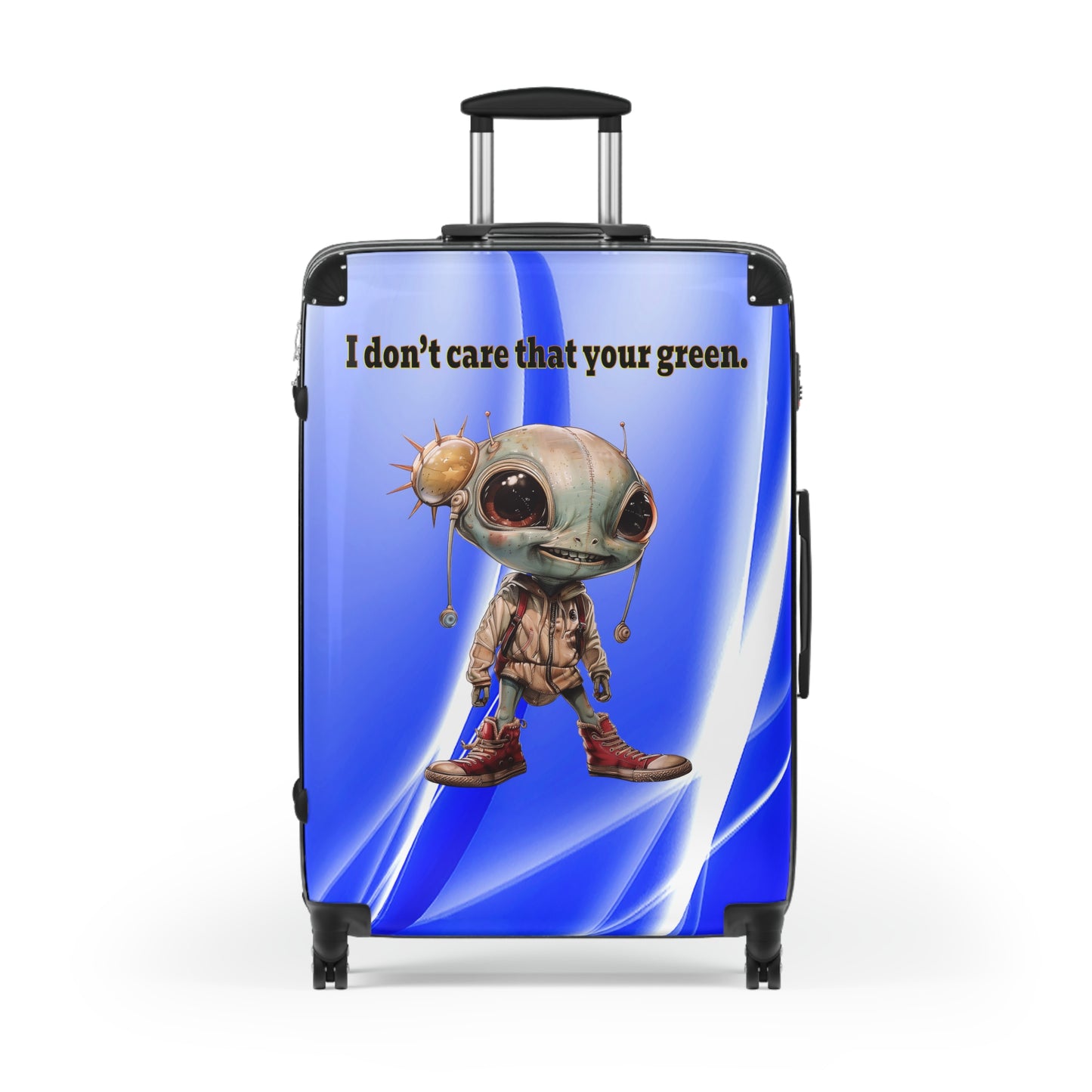 I don't care that your green - Suitcase (blue-white wave)