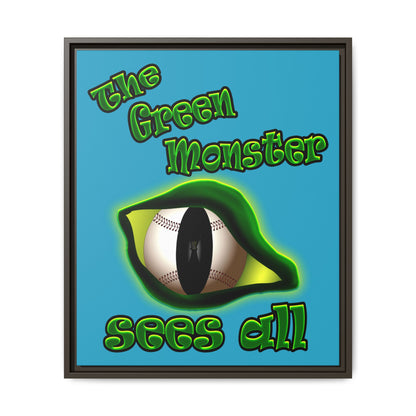 green monster - framed canvas art (turquoise)