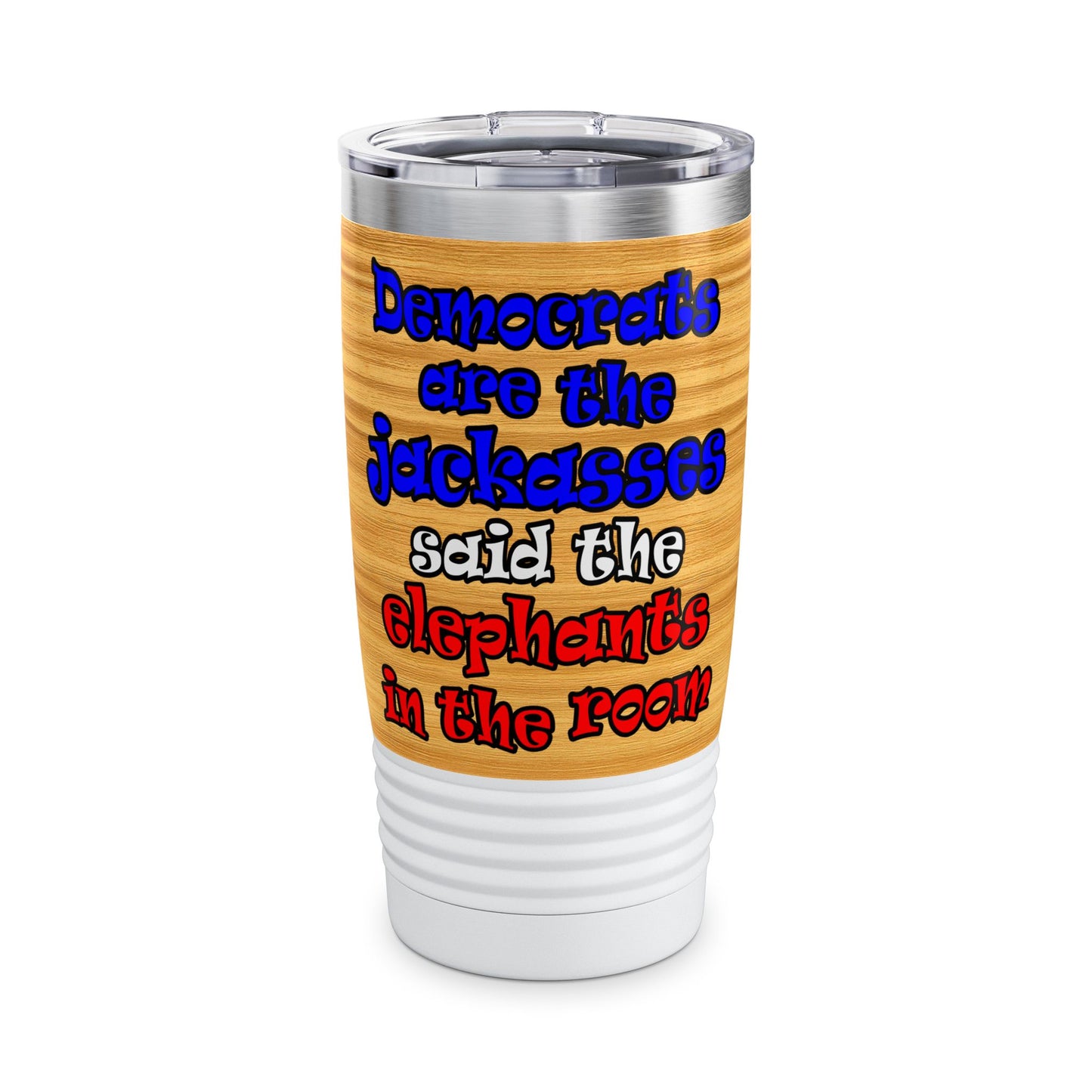 donkeys and elephants - Ringneck Tumbler, 20oz (butterscotch wood finish)