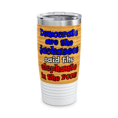 donkeys and elephants - Ringneck Tumbler, 20oz (butterscotch wood finish)