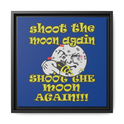 shoot the moon again - framed canvas art (dark blue)