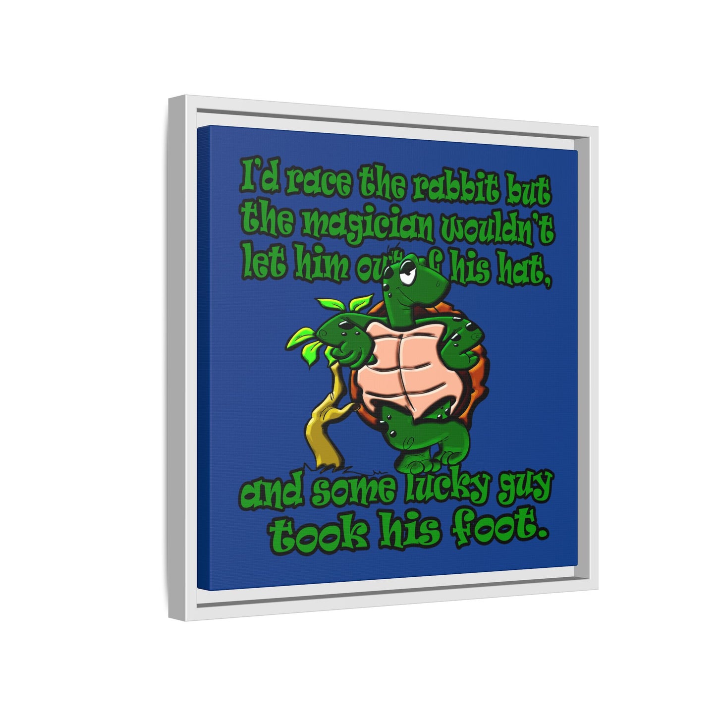 turtle race - framed canvas art (dark blue)