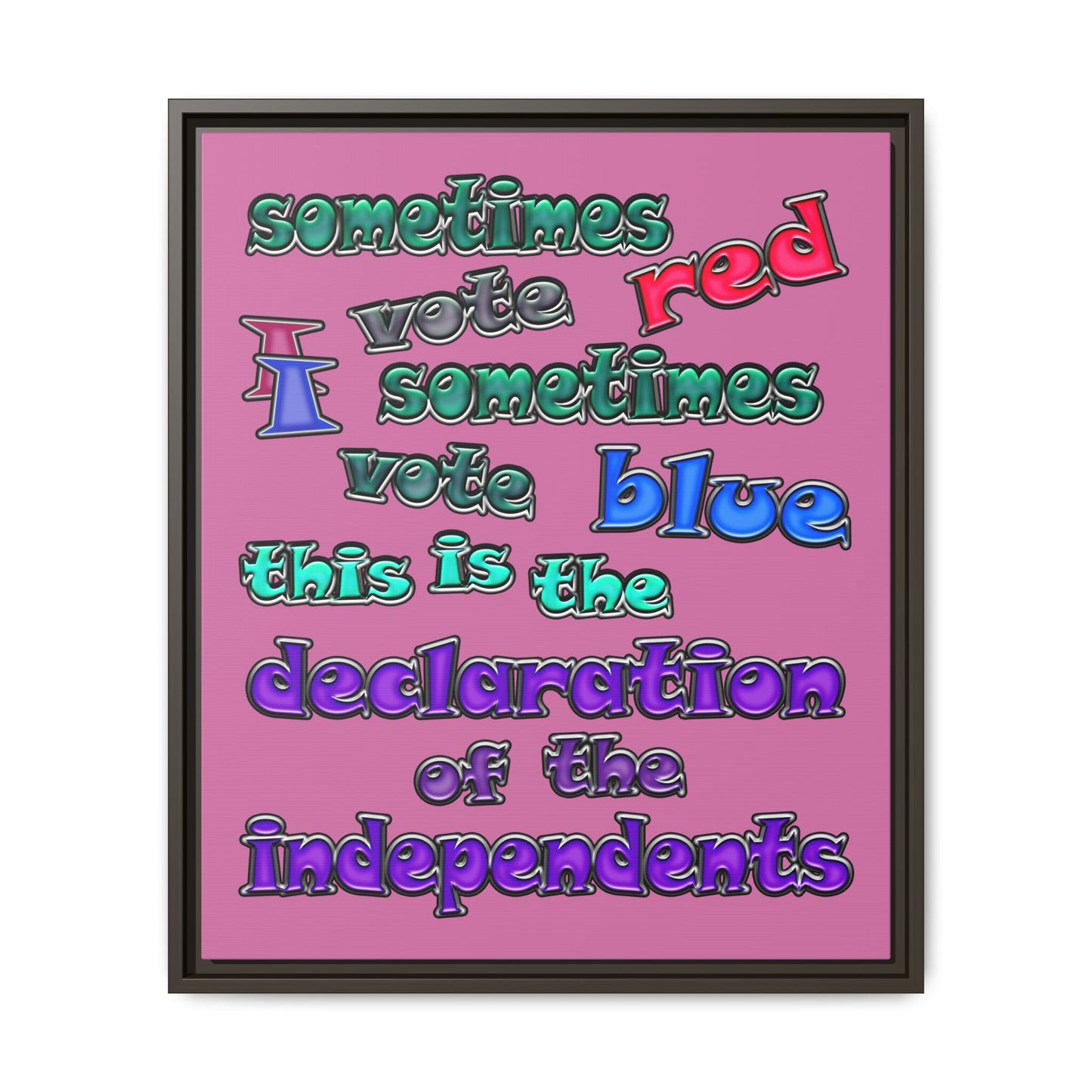 declaration of the independents - framed canvas art (light pink)