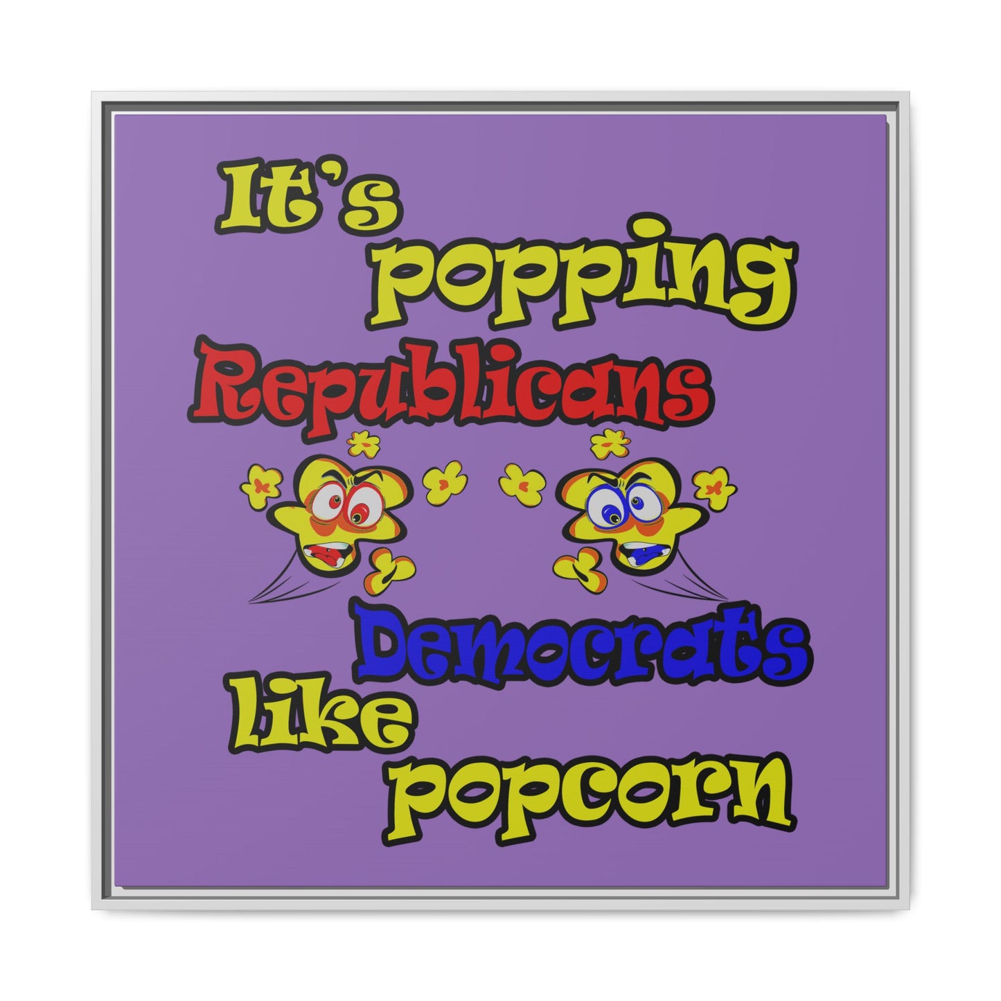 popping like popcorn - framed canvas art (light purple)