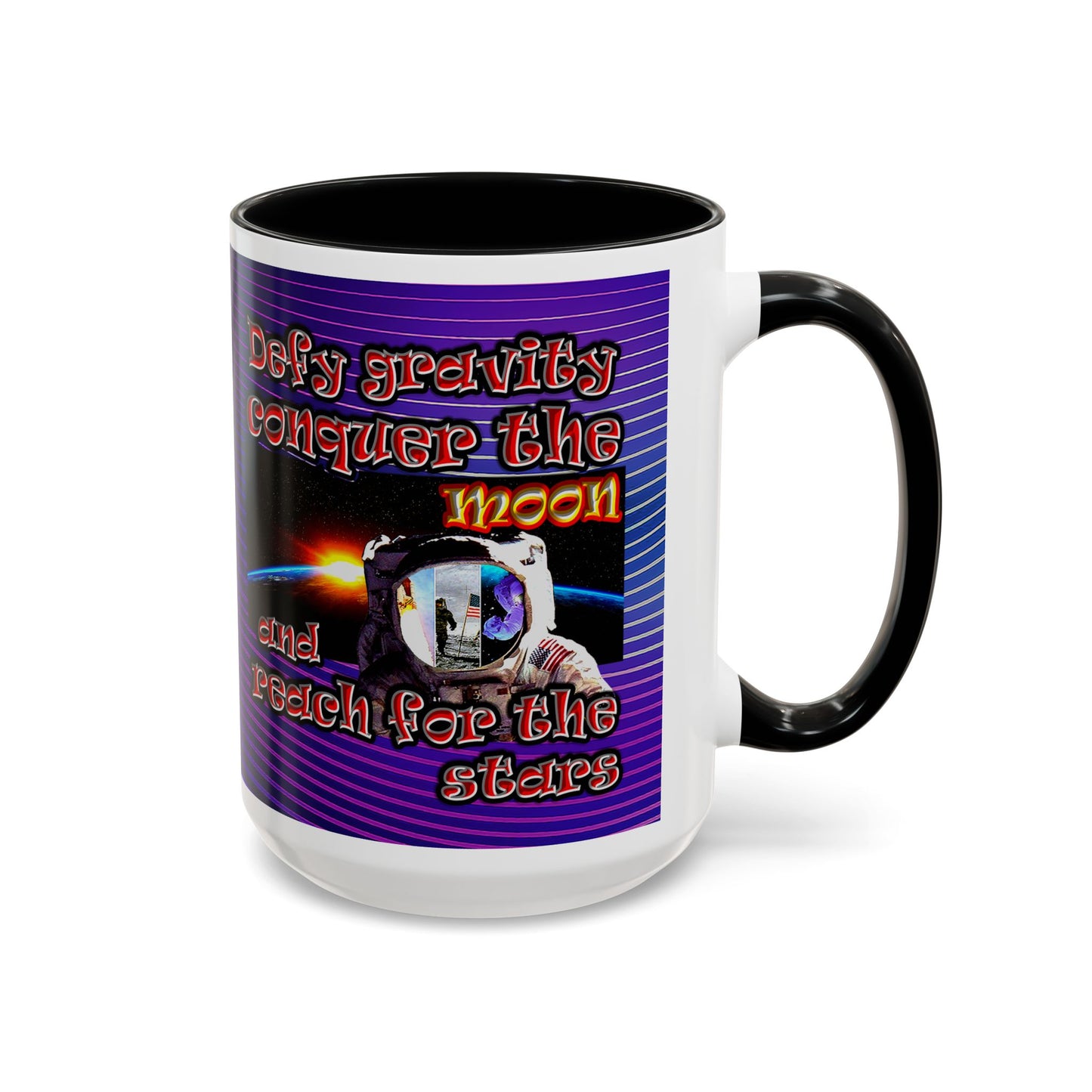 defy conquer reach - Accent Mug (purple wave)
