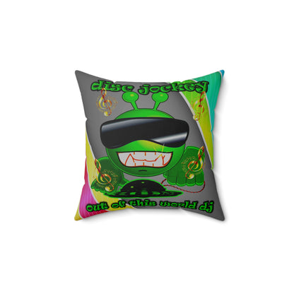 disc jockey - Spun Polyester Square Pillow - (rainbow split)